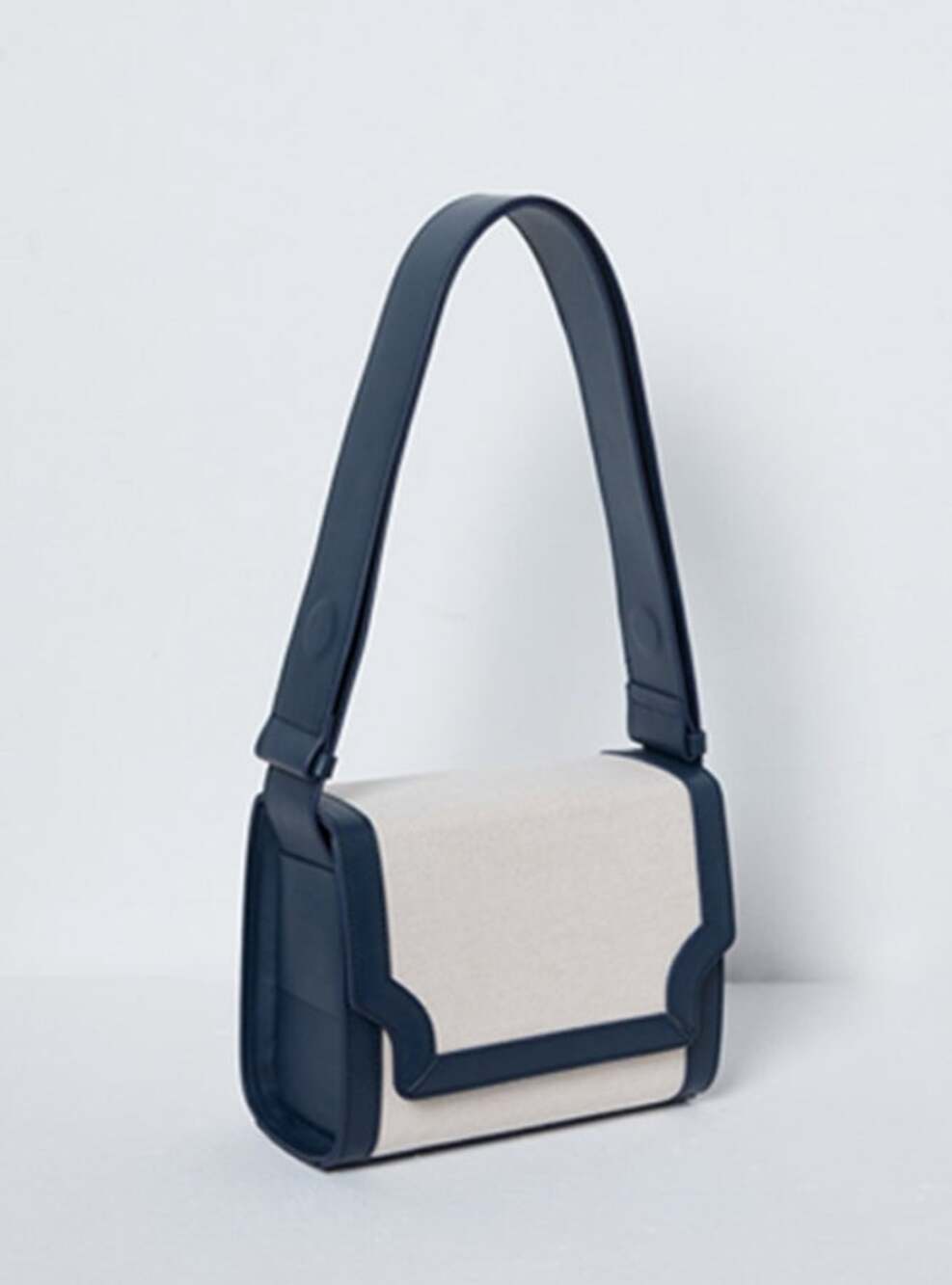 Marge Sherwood Vava Cream Navy Blue Canvas Purse